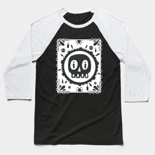 Papel Picado - Black skull - candle- white - Día De Los Muertos Baseball T-Shirt